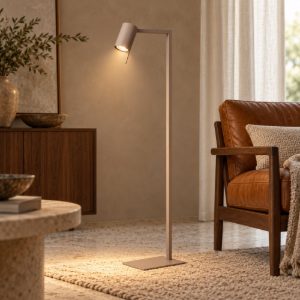 Lampada da terra da lettura con faretto orientabile per salotto contemporanea tortora