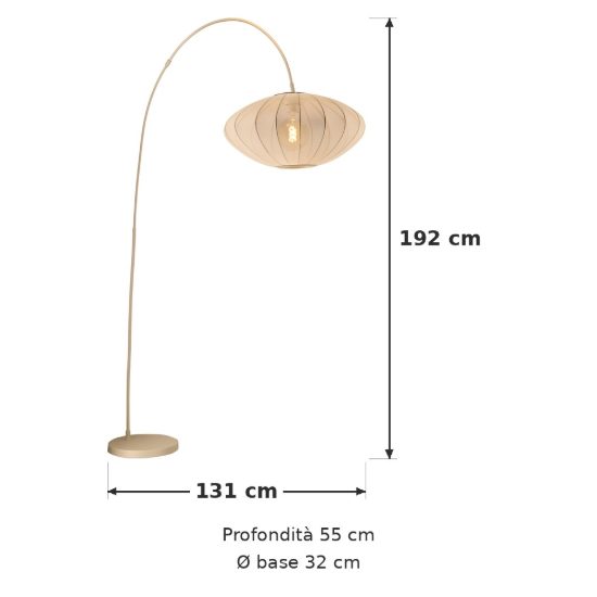 Lampada da terra ad arco per sala da pranzo moderna crema