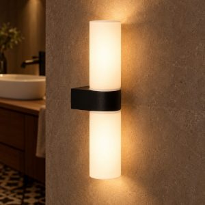 Applique a tubo per bagno moderna nero opalino ip44