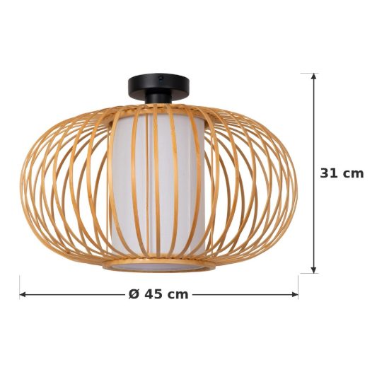 Plafoniera rotonda per camera da letto moderna legno chiaro nero