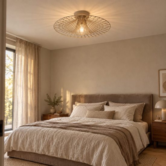 Plafoniera rotonda per camera da letto moderna tortora