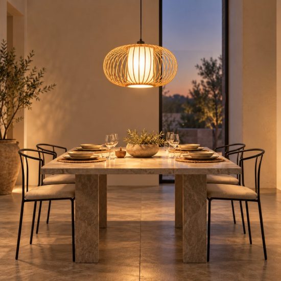 Lampadario a sospensione piccolo ovale per sala da pranzo moderno legno chiaro nero