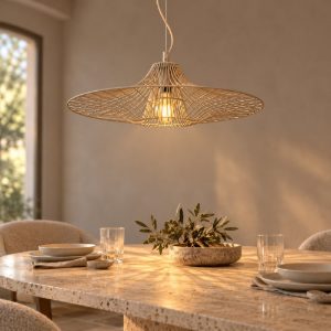 Lampadario a sospensione a disco per salotto moderno tortora