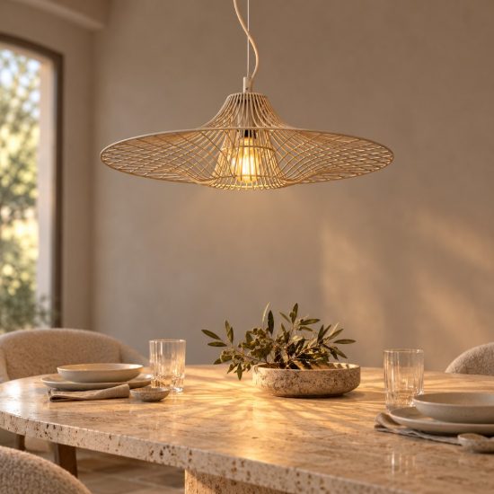 Lampadario a sospensione a disco per salotto moderno tortora
