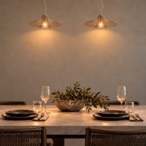 Lampadario a sospensione 2 luci a disco per salotto moderno tortora