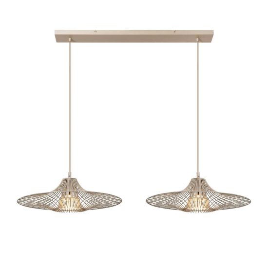 Lampadario a sospensione 2 luci a disco per salotto moderno tortora