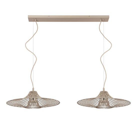 Lampadario a sospensione 2 luci a disco per salotto moderno tortora