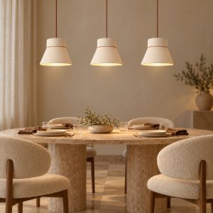 Lampadario a sospensione con 3 pendenti per sala da pranzo moderno crema marrone