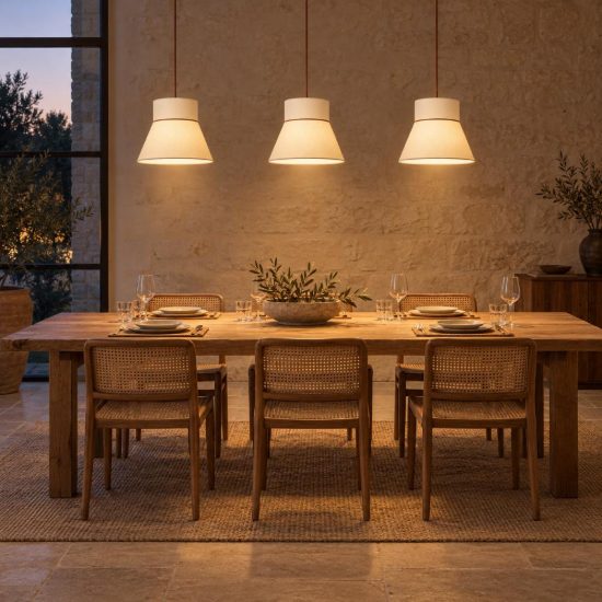 Lampadario a sospensione con 3 pendenti per sala da pranzo moderno crema marrone