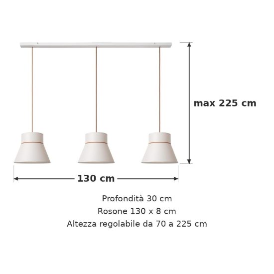 Lampadario a sospensione con 3 pendenti per sala da pranzo moderno crema marrone