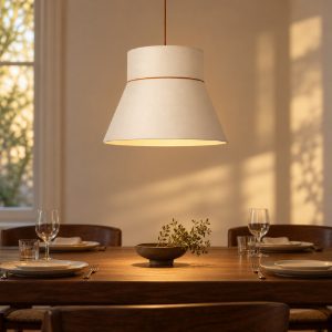 Lampadario a sospensione conico per sala da pranzo moderno crema