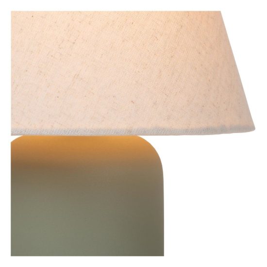 Abat-jour conico per comodino moderno verde crema con base cilindrica