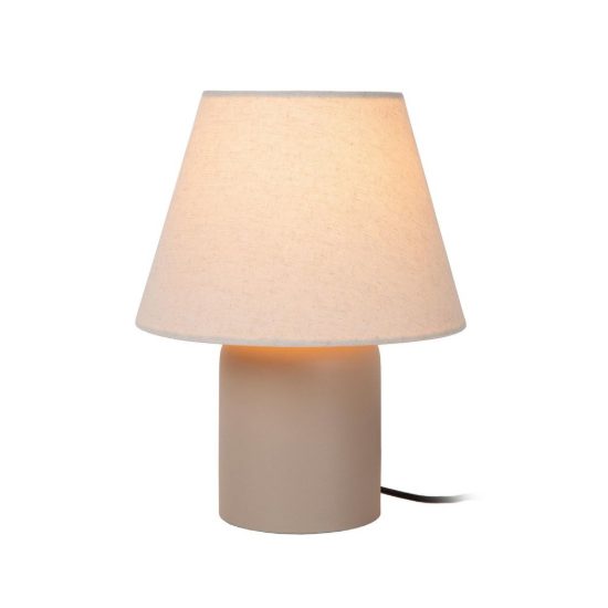 Abat-jour conico per comodino moderno crema con base cilindrica