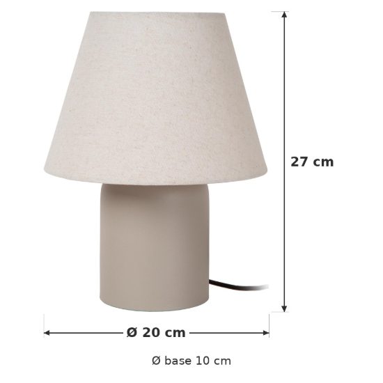 Abat-jour conico per comodino moderno crema con base cilindrica