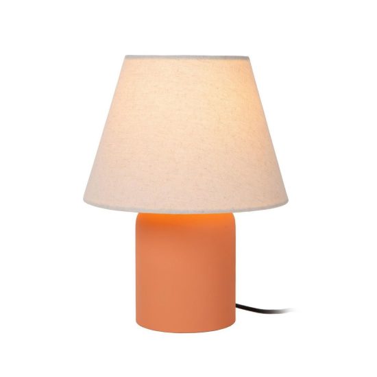 Abat-jour conico per comodino moderno terracotta crema con base cilindrica