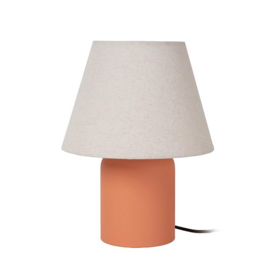 Abat-jour conico per comodino moderno terracotta crema con base cilindrica