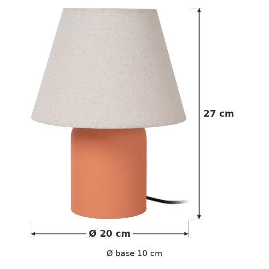 Abat-jour conico per comodino moderno terracotta crema con base cilindrica