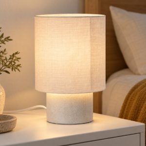 Abat-jour a cilindro per comodino moderno bianco