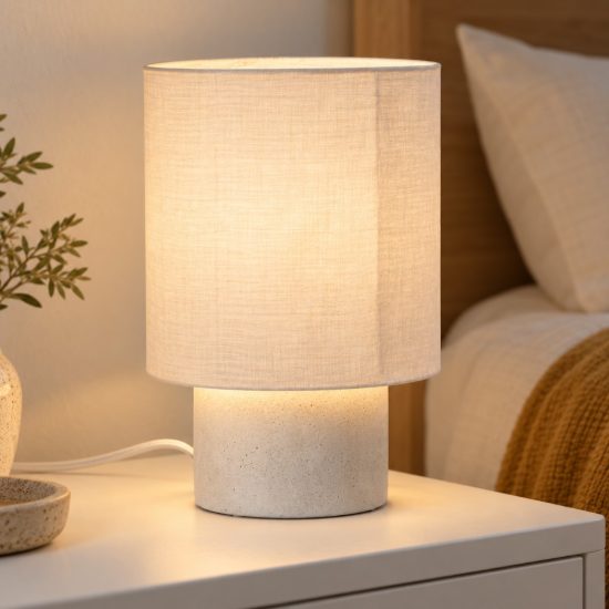 Abat-jour a cilindro per comodino moderno bianco