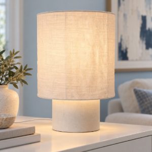 Lampada da tavolo piccola a cilindro per salotto moderna bianco