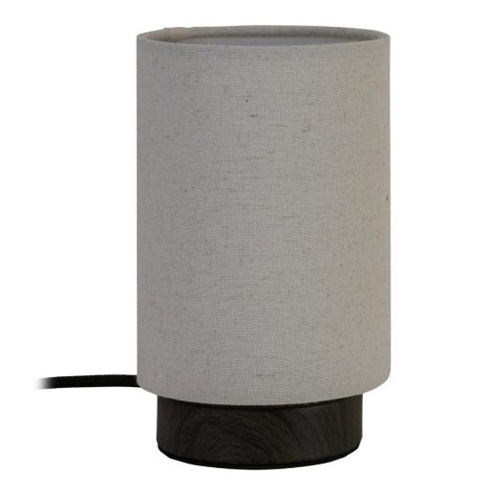 Abat-jour a cilindro per comodino moderno effetto legno scuro crema