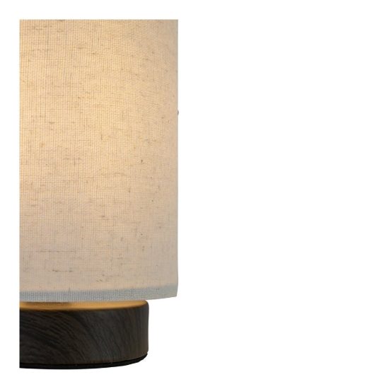 Abat-jour a cilindro per comodino moderno effetto legno scuro crema