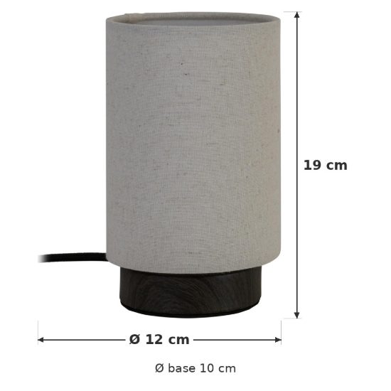 Abat-jour a cilindro per comodino moderno effetto legno scuro crema