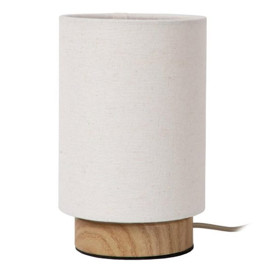 Abat-jour a cilindro per comodino moderno effetto legno chiaro crema