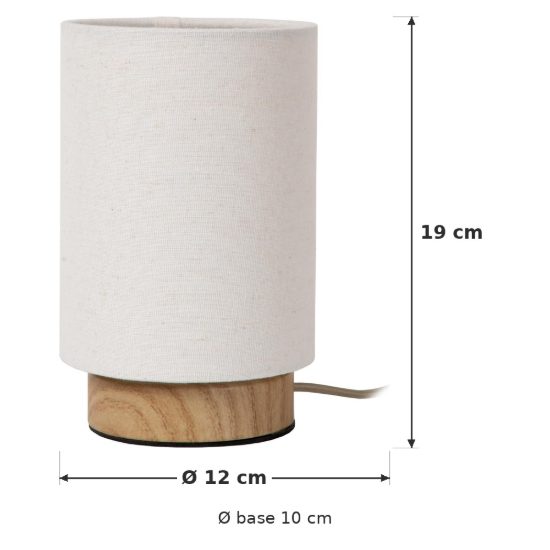 Abat-jour a cilindro per comodino moderno effetto legno chiaro crema