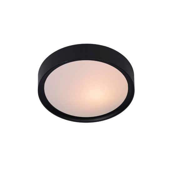 Plafoniera rotonda moderna nero opalino