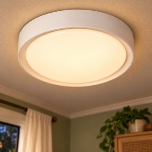 Plafoniera rotonda moderna bianco opalino