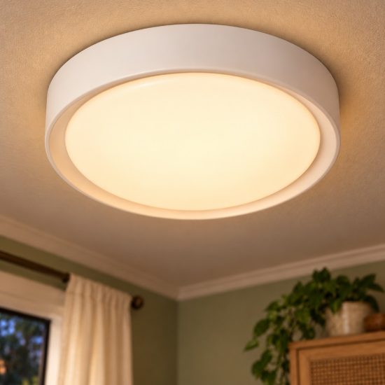 Plafoniera rotonda moderna bianco opalino