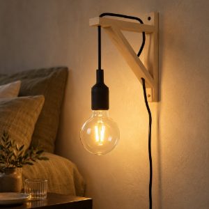 Applique per comodino camera da letto moderna nero naturale