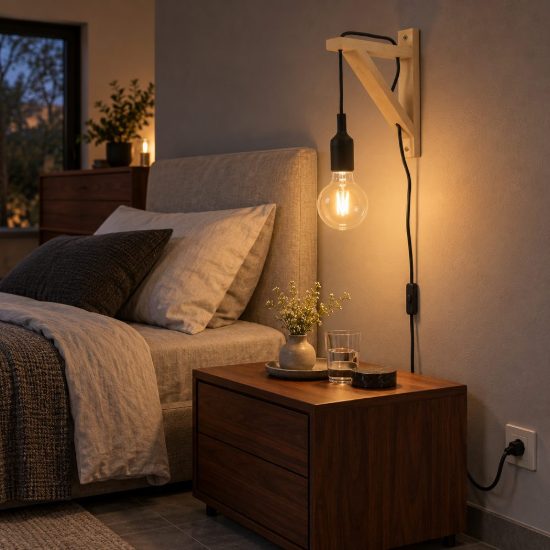 Applique per comodino camera da letto moderna nero naturale