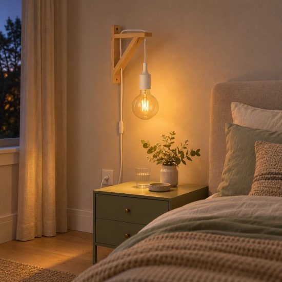 Applique per comodino camera da letto moderna bianco naturale