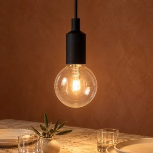 Lampada a sospensione per soggiorno moderna nero con rosone conico