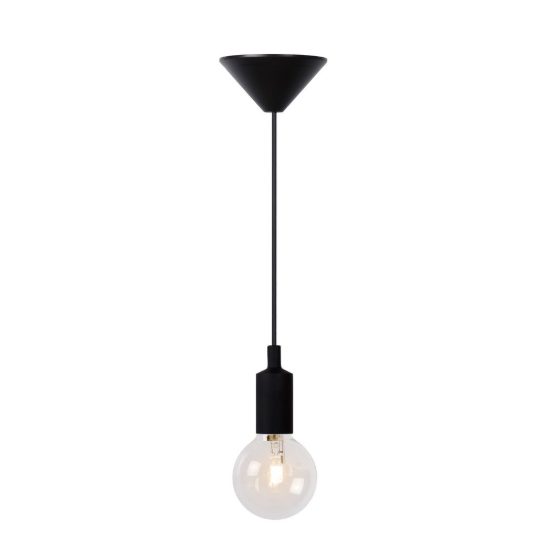 Lampada a sospensione per soggiorno moderna nero con rosone conico