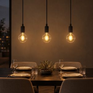 Lampadario a sospensione con 3 pendenti per soggiorno moderno nero