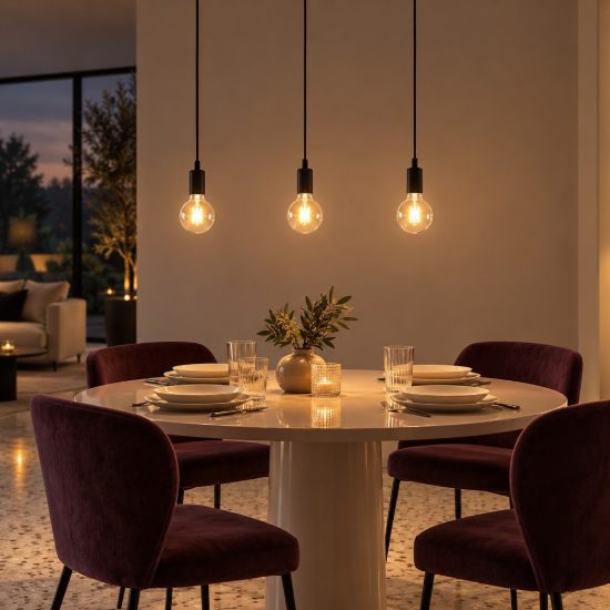 Lampadario a sospensione con 3 pendenti per soggiorno moderno nero