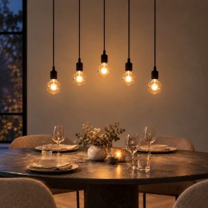 Lampadario a sospensione con 5 pendenti per soggiorno moderno nero