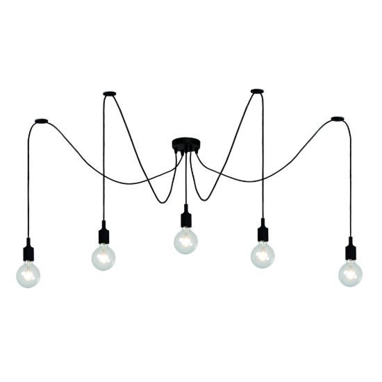 Lampadario a sospensione con 5 pendenti per soggiorno moderno nero