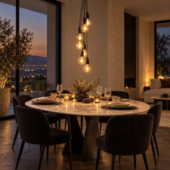 Lampadario a sospensione con 7 pendenti per soggiorno moderno nero