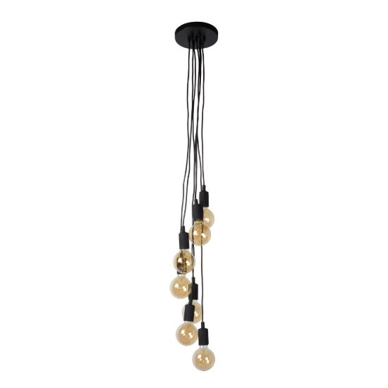 Lampadario a sospensione con 7 pendenti per soggiorno moderno nero