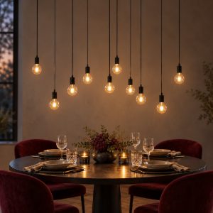 Lampadario a sospensione con 10 pendenti per soggiorno moderno nero