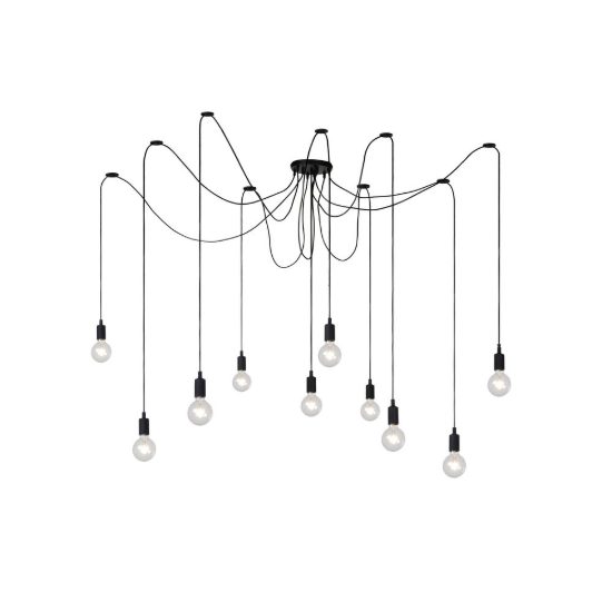 Lampadario a sospensione con 10 pendenti per soggiorno moderno nero