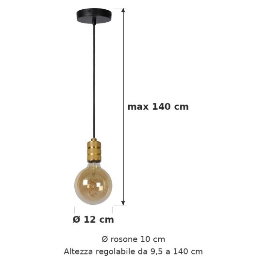 Lampada a sospensione per soggiorno contemporanea oro nero