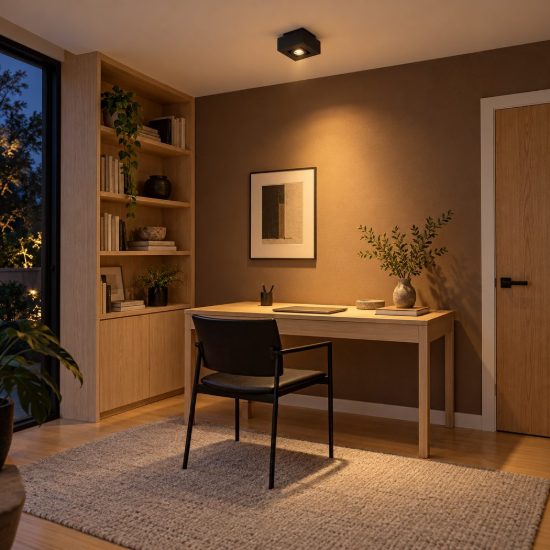 Faretto da soffitto quadrato per soggiorno orientabile nero led 5w dim to warm 2200k 3000k