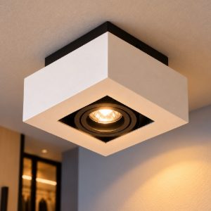 Faretto da soffitto quadrato per salotto orientabile bianco nero led 5w dim to warm 2200k 3000k