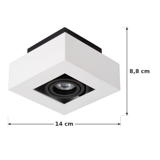 Faretto da soffitto quadrato per salotto orientabile bianco nero led 5w dim to warm 2200k 3000k