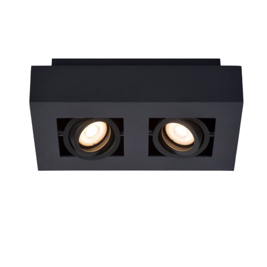 Plafoniera con 2 faretti orientabili rettangolare nero led 10w dim to warm 2200k 3000k